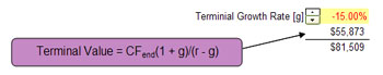 Terminal value calculation in relation to pharmaceutical valuation